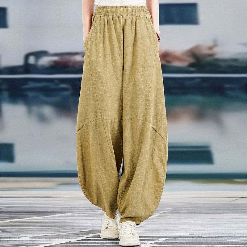 苎麻复古阔腿萝卜裤宽松长裤女灯笼裤2026春秋棉麻打坐禅修太极裤,淘宝优惠券,粉丝福利购,淘宝优惠卷