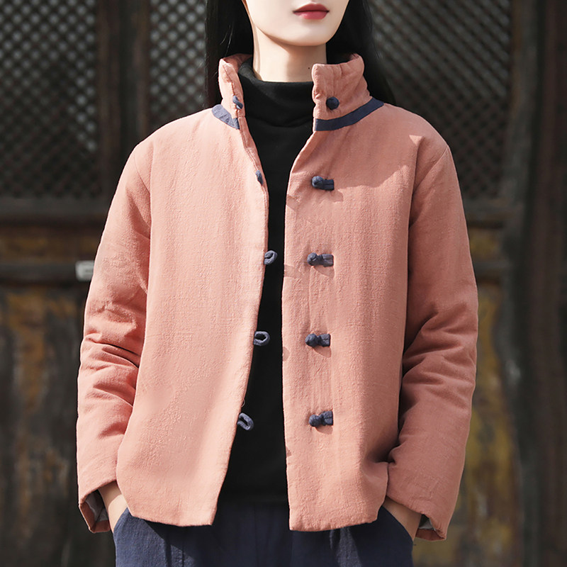 苎麻加厚棉衣女冬2025新款棉麻夹棉棉服韩版复古保暖宽松棉袄外套,淘宝优惠券,粉丝福利购,淘宝优惠卷