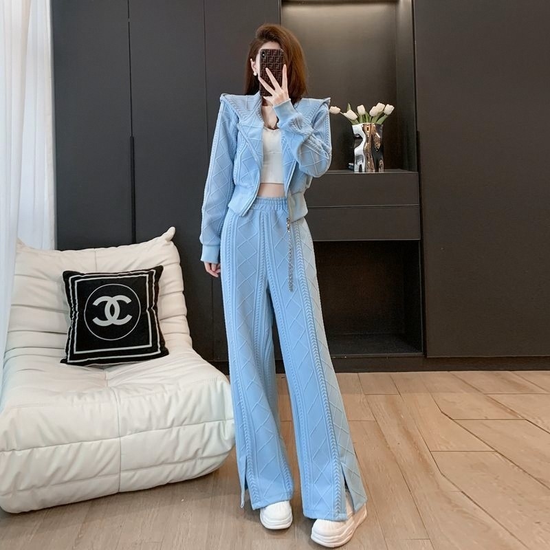小香风显瘦气质套装女小个阔腿裤2025新款春秋高级感两件洋气百搭,淘宝优惠券,粉丝福利购,淘宝优惠卷