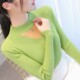 Knitted sweater spring new women's half turtleneck mesh hollow top slim tight short style inner sweater bottoming shirt