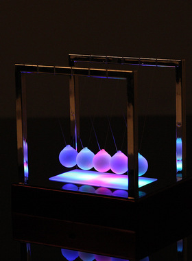 新品七彩发光牛顿撞球力传递摆球牛顿摆球减压碰珠子创意桌面装饰