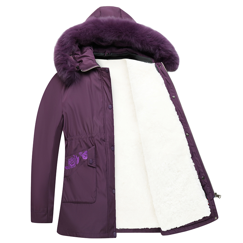 真羊毛棉袄女士皮毛一体加厚保暖外套中老年秋冬季羊皮棉衣妈妈装