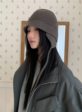 巨推荐！韩代款~两用针织护耳渔夫帽女冬护耳显脸小飞行毛线帽子