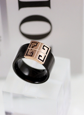 黑色男士戒指女宽版大气夸张霸气