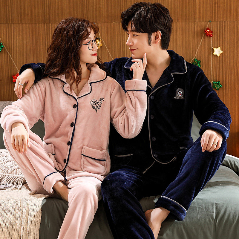 冬法兰绒情侣男士可外穿珊瑚绒睡衣 lingsang睡衣/家居服套装