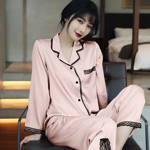 Осенняя тонкая шелковая модная пижама, комплект, коллекция 2023, в западном стиле, популярно в интернете, премиум класс
