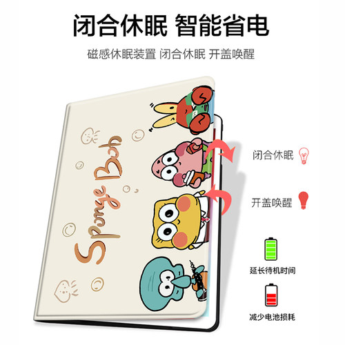 海绵宝章鱼哥2021/20/19新款ipad适用air4/3/2气囊保护套10.2/9.7寸平板2018笔槽pro11三折mini4/5苹果123壳6 - 图2