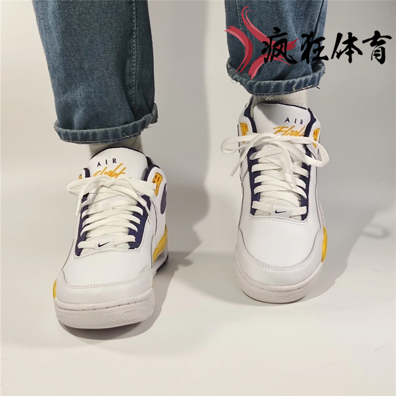 Nike Flight Legacy AJ4兄弟款湖人休闲复古篮球鞋BQ4212-100-102 - 图1