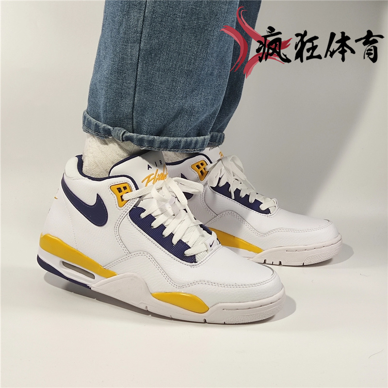 Nike Flight Legacy AJ4兄弟款湖人休闲复古篮球鞋BQ4212-100-102 - 图0