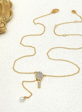 2024年夏季新款厂家货源个性运动风网球拍造型百搭锁骨链现货