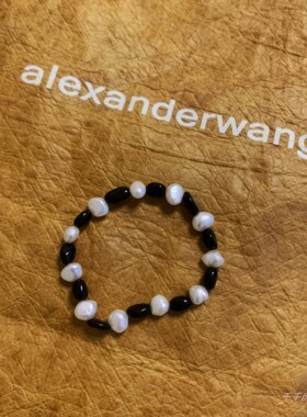 原创巴洛克珍珠黑碧玺手链小香风