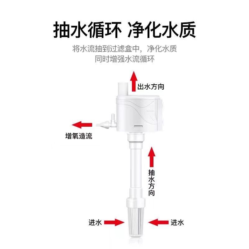 鱼缸白色过滤器循环系统三合一静音水泵抽水增氧一体机家用泵增氧