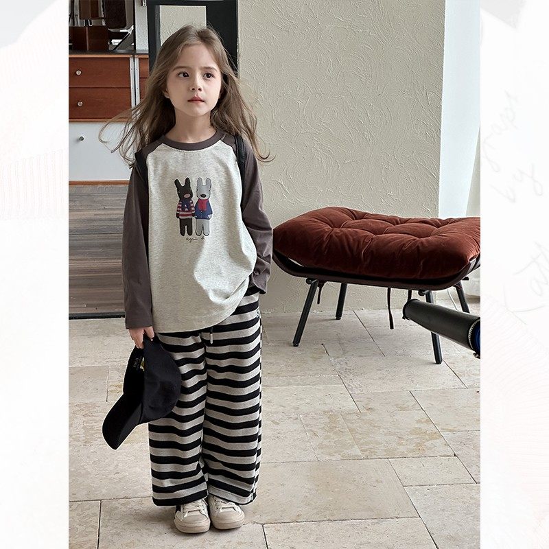 儿童裤子25春秋季新款男女童韩版宽松条纹直筒裤中大童运动裤卫裤,淘宝优惠券,粉丝福利购,淘宝优惠卷