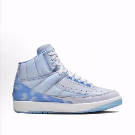 J. Balvin x Jordan Air Jordan2 高帮 复古篮球鞋 男女同款 蓝色 - 图0