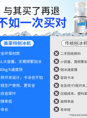 美莱特台式大容量圆桶碎冰机商用