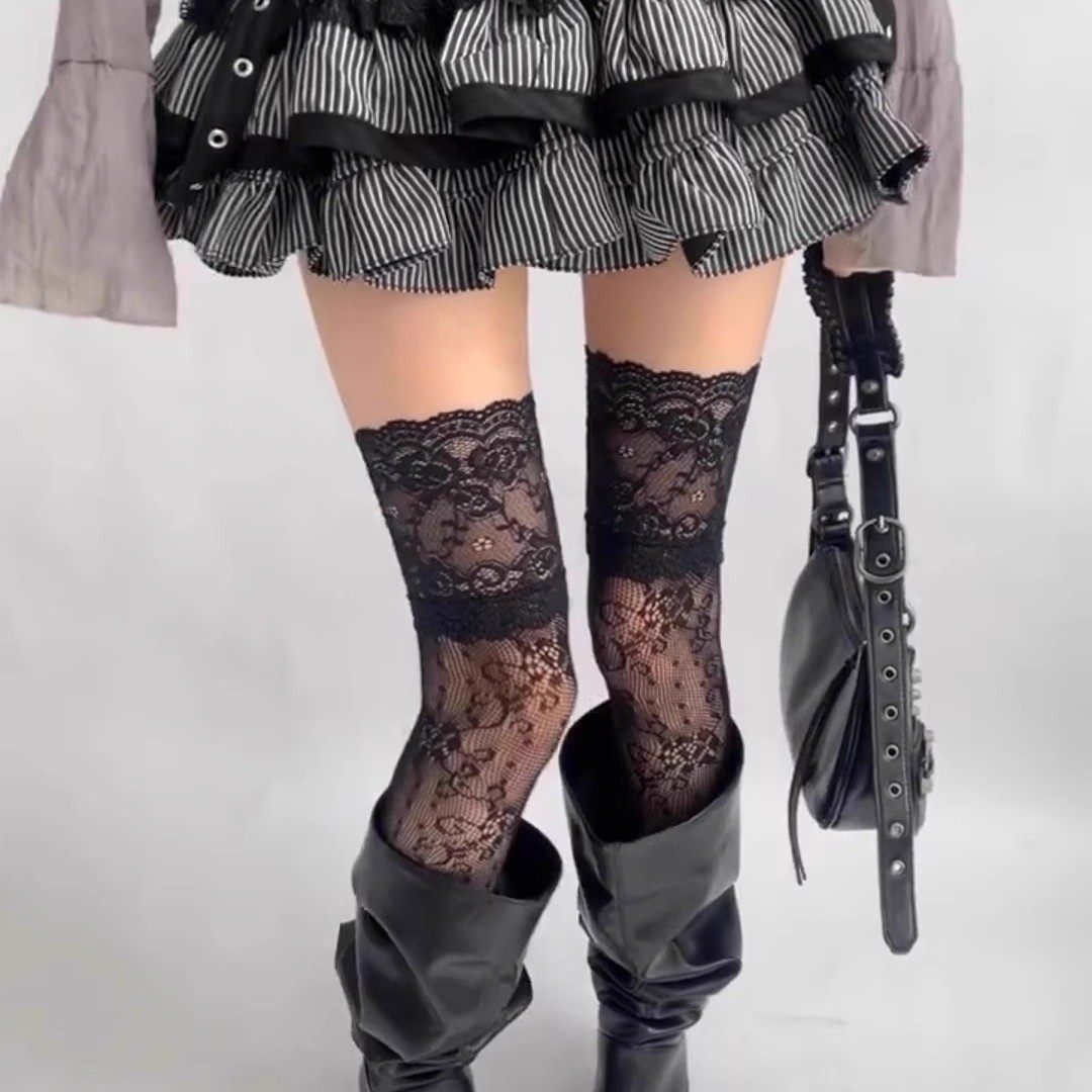 春夏甜妹日系jk白色过膝长筒袜花边袜子花边蕾丝性感镂空超薄日系,淘宝优惠券,粉丝福利购,淘宝优惠卷