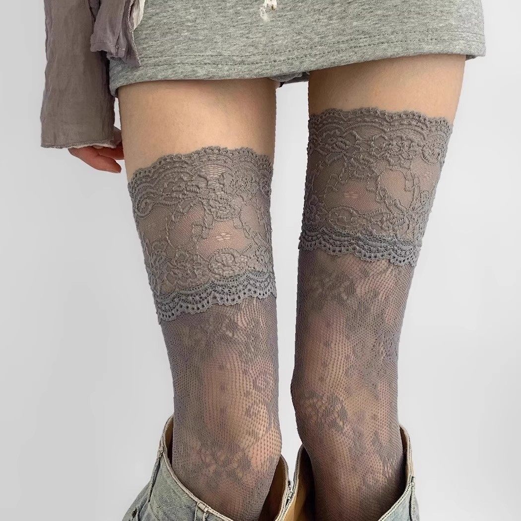 春夏甜妹日系jk白色过膝长筒袜花边袜子花边蕾丝性感镂空超薄日系,淘宝优惠券,粉丝福利购,淘宝优惠卷