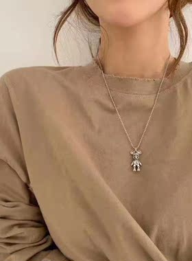 925纯银米奇骷髅头吊坠男女 哥特风个性饰品潮流达人韩版项链挂件