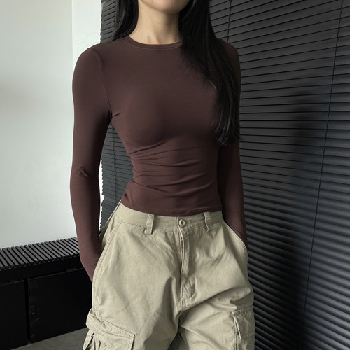 绝绝好穿！修身运动长袖高弹软糯瑜伽服跑步健身上衣显瘦打底衫 - 图2