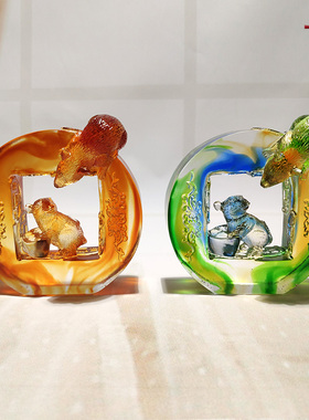 老鼠摆件春节可爱风玻璃工艺品