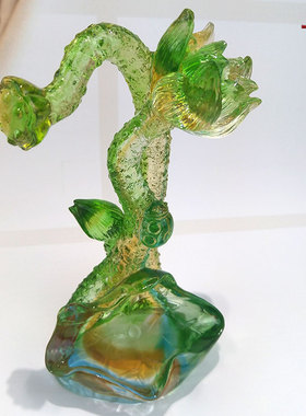 琉璃荷花禅意风养生轻奢高档摆件