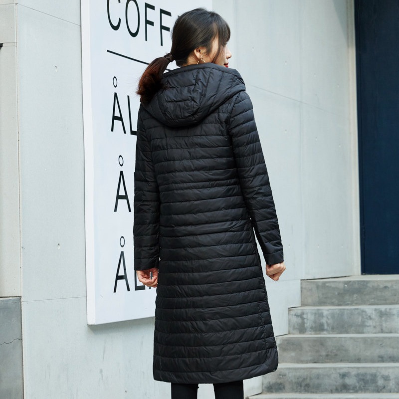 朗曼笛新款收腰显瘦轻薄长款羽绒服 朗曼笛羽绒服