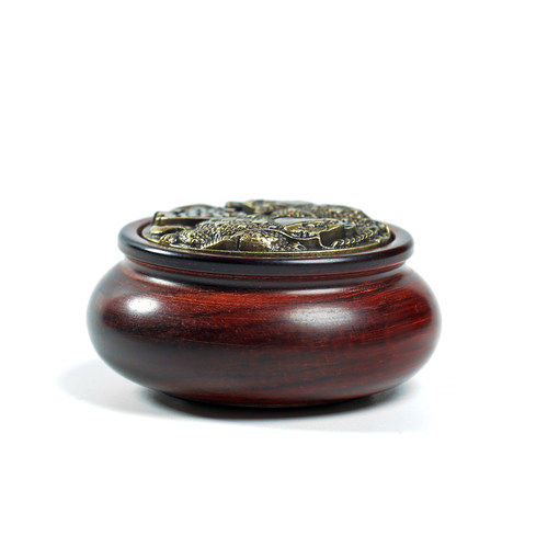 紫檀聚宝盆黄铜盘玩手把件转动解压玩具随身把玩赚钱铜钱练手陀螺 - 图3