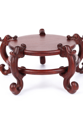 螭龙纹血檀复古原木底座