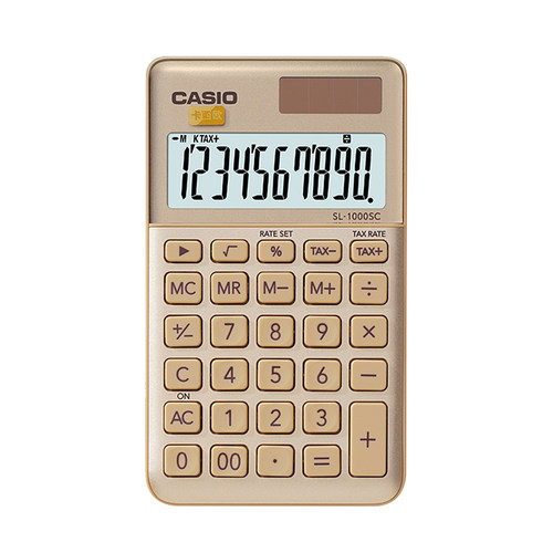 CASIO/卡西欧SL-1000SC时尚网红款高颜值女神款计算器小型便携电子商用会计办公太阳能计算器10位宽屏 送皮套 - 图3