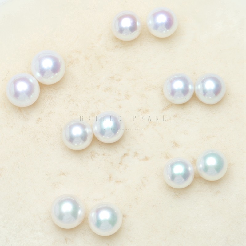 天然淡水AKOYA珍珠耳钉配对裸珠小灯泡镜面光怪色裸珠白透粉BWB,淘宝优惠券,粉丝福利购,淘宝优惠卷