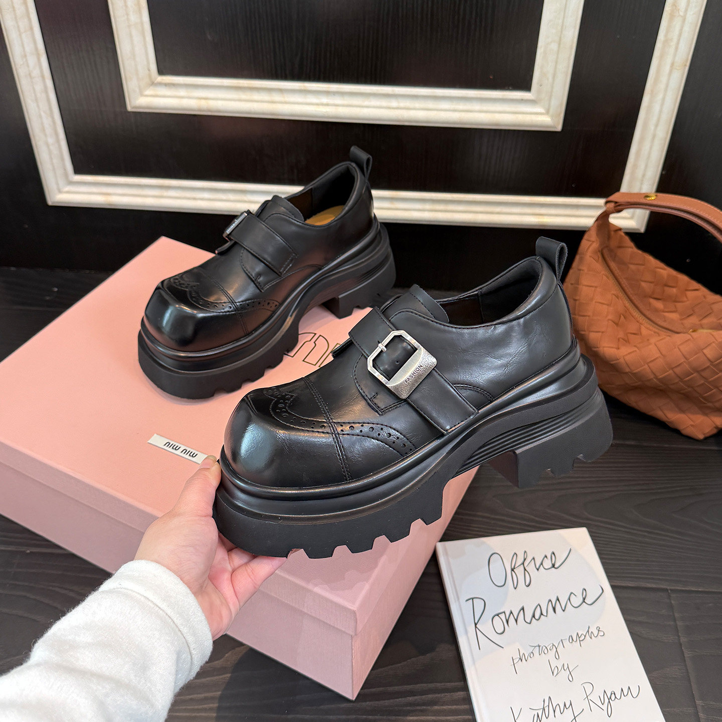 歌诗茵英伦风厚底乐福鞋女2026年春季新款布洛克鞋百搭增高小皮鞋,淘宝优惠券,粉丝福利购,淘宝优惠卷