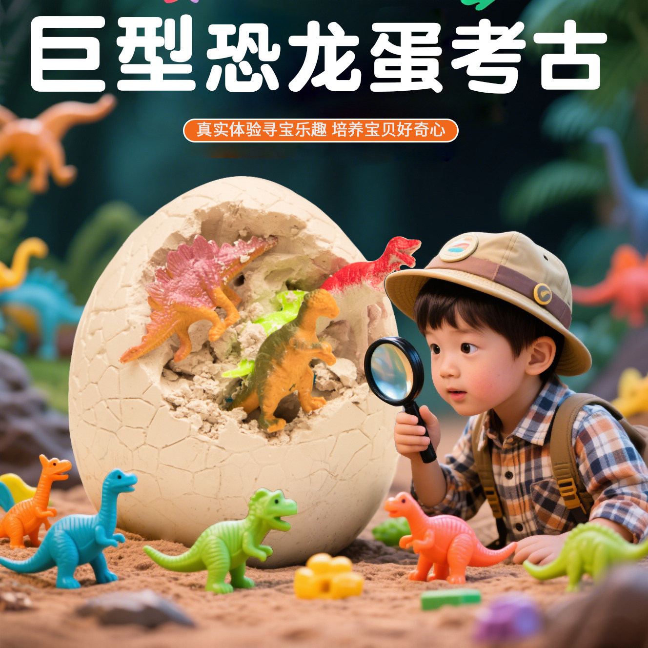 恐龙蛋考古挖掘玩具儿童挖宝石夜光恐龙化石益智盲盒男孩礼物,淘宝优惠券,粉丝福利购,淘宝优惠卷