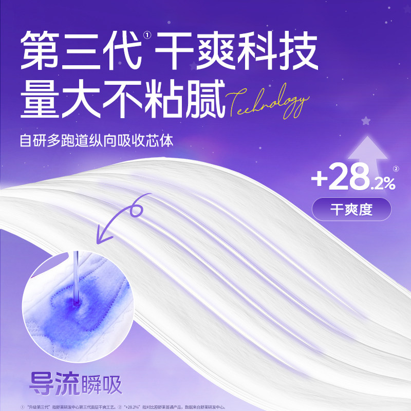 舒莱卫生巾云柔肌加长夜用360组合装抗菌防漏姨妈巾旗舰店官网