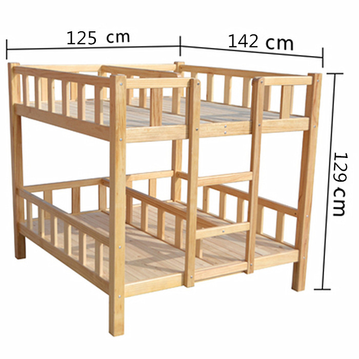 樟子松四层推拉床幼儿园用床儿童木质床上下铺床早教中心儿童床 - 图1