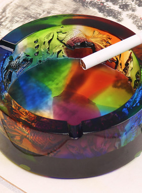 琉璃烟缸摆件工艺品烟灰缸家用客厅办公室实用摆设生日礼物送男生