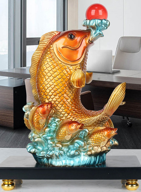蒸蒸日上锦鲤鱼摆件工艺品办公室桌装饰公司开业送礼乔迁礼物高档