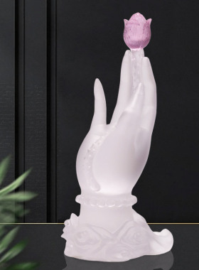 一心一意琉璃佛手莲花摆件居家神台工艺品供奉禅意家居中式装饰品