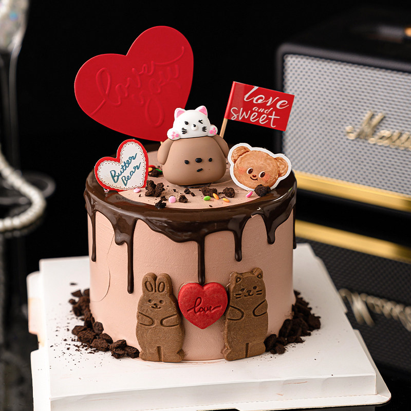 七夕情人节蛋糕装饰可爱小熊小猫叠叠乐摆件熊兔爱心饼干love插件,淘宝优惠券,粉丝福利购,淘宝优惠卷