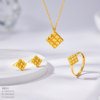 Gold Supreme Filigree Sugar Cube Gold Ring for Women Autumn New Solid Solid Gold Live Mouth Vegan Gold Index Finger Ring
