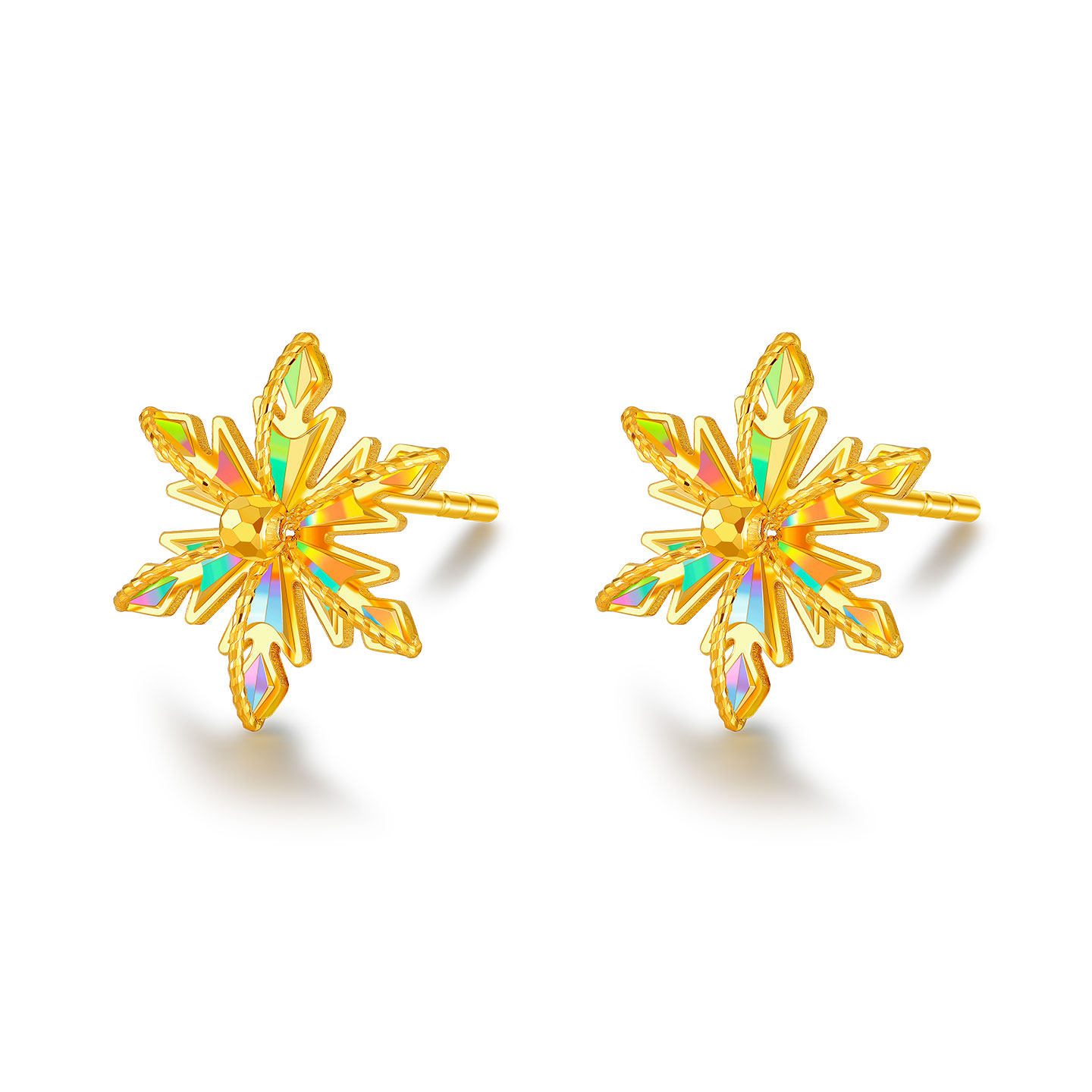 金至尊闪醉金雪花黄金耳钉女2026新款炫彩幻彩足金爆闪耳饰送女友,淘宝优惠券,粉丝福利购,淘宝优惠卷