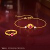Gold Supreme Gold Ring for Women Inlaid with Garnet Pure Gold Fashionable Index Finger Ring Wedding Anniversary Gift for Wife