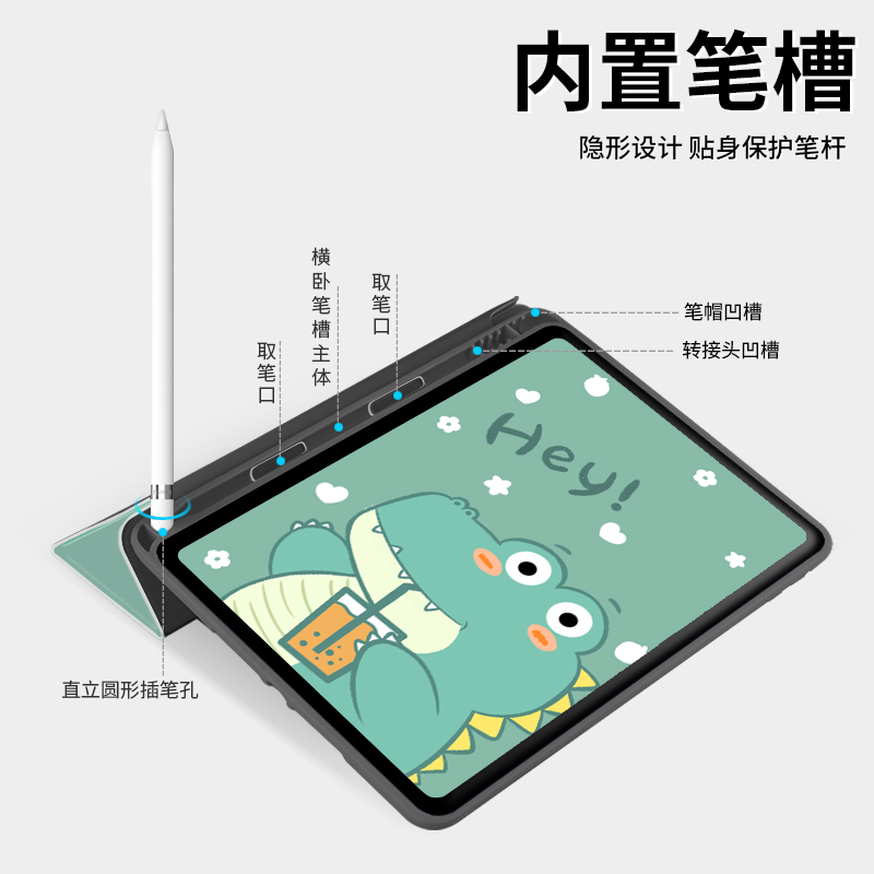 适用2021ipad保护壳ipad9保护套pro11寸带笔槽air4苹果mini6平板第9代8全包2020防摔2019新款三折2018款 - 图1