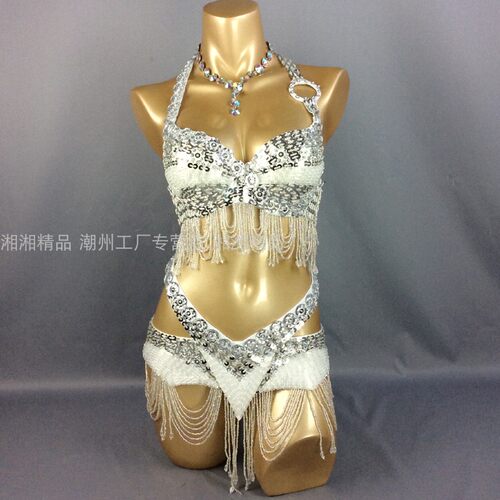 性感大码亮片肚皮舞比赛服装DJ酒吧演出服亮片舞装成人表演服套装 - 图0