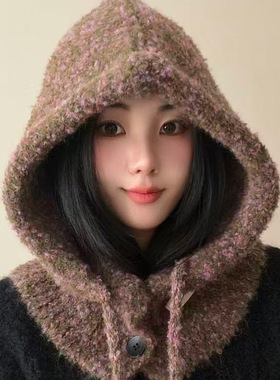 冬季3B时尚点子纱围巾一体帽子