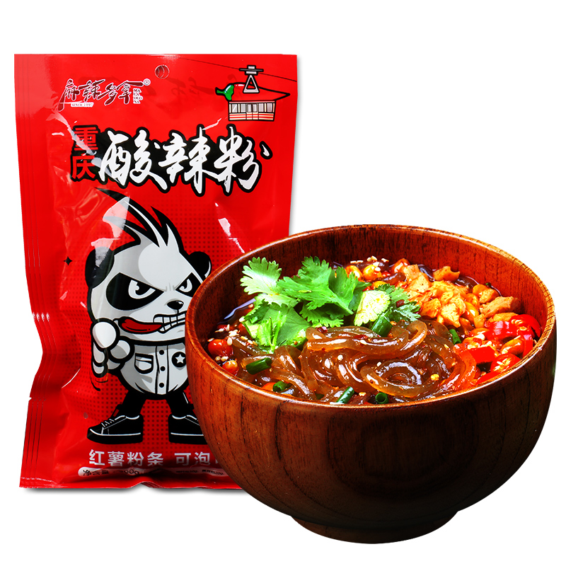 麻辣多拿酸辣粉粗粉条红薯粉方便速食早餐寝室懒人食品290g*4袋-图3