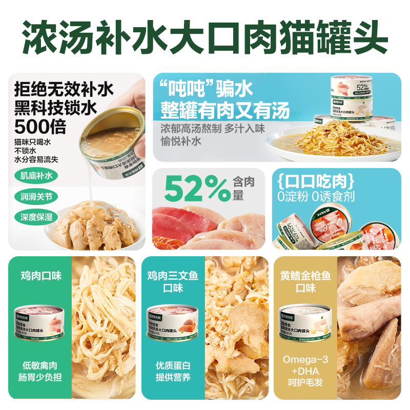网易严选浓汤大口肉猫罐头补水猫零食罐增肥成猫幼猫24罐整箱,淘宝优惠券,粉丝福利购,淘宝优惠卷