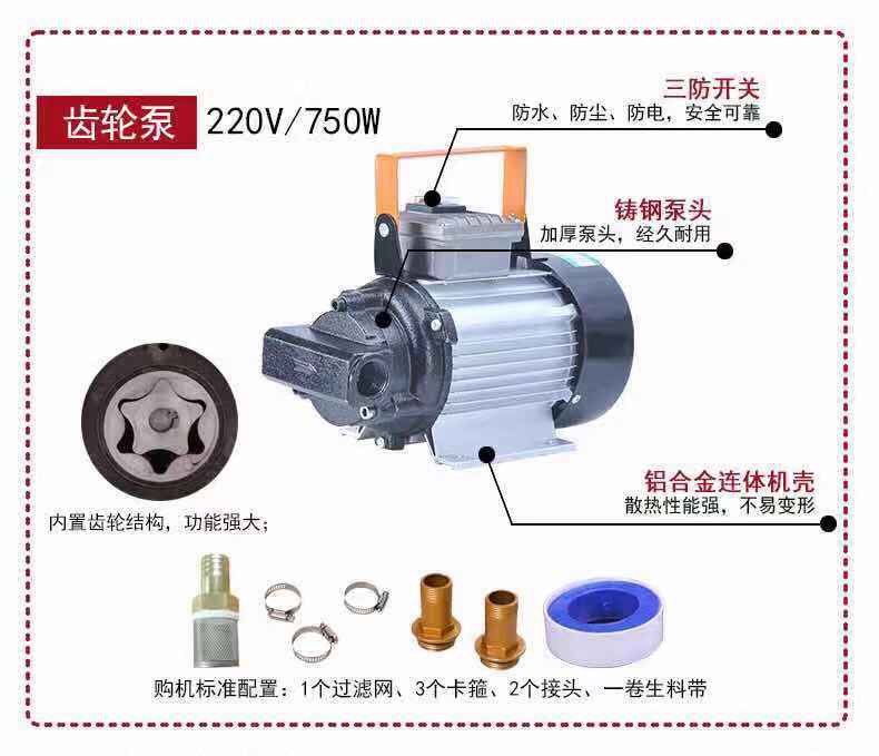 自吸抽油泵机油泵220V12V24V大功率柴油泵YTB大流量自吸齿轮油泵 - 图3