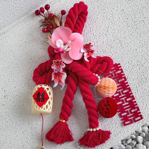 婚房布置万字结卧室新房门把手男女方结婚礼喜字装饰小挂件高级感 - 图3