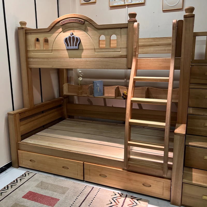 上下床双层床全实木女孩储物交错式儿童床子母床两层床上下铺木床,淘宝优惠券,粉丝福利购,淘宝优惠卷
