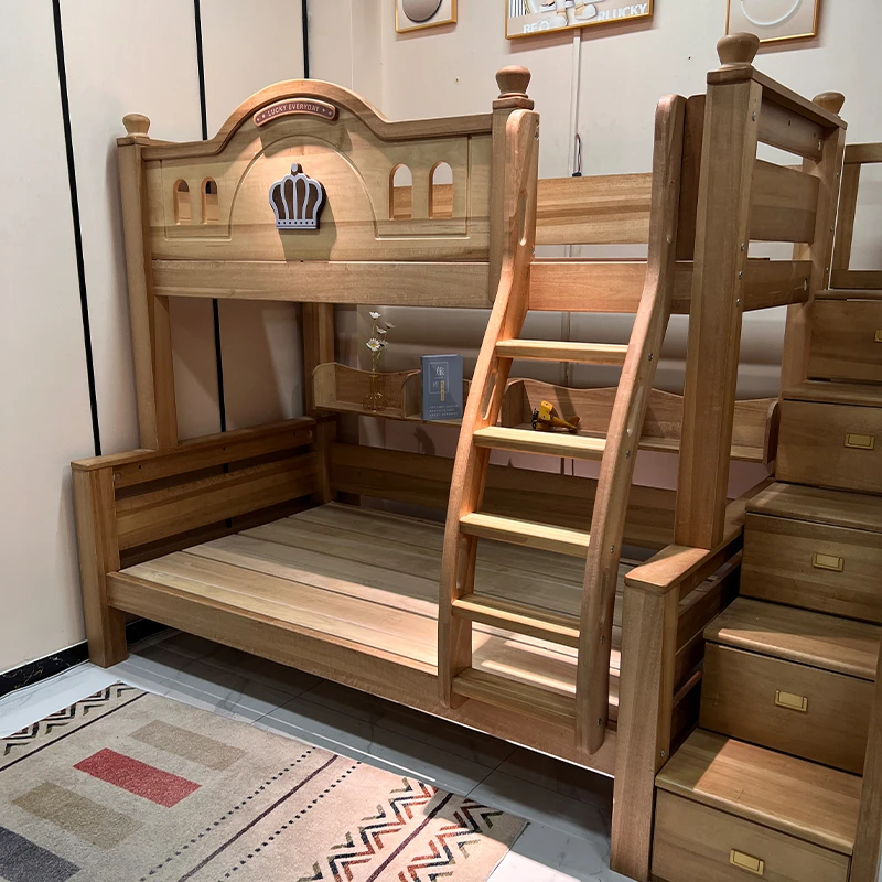 上下床双层床全实木女孩储物交错式儿童床子母床两层床上下铺木床,淘宝优惠券,粉丝福利购,淘宝优惠卷